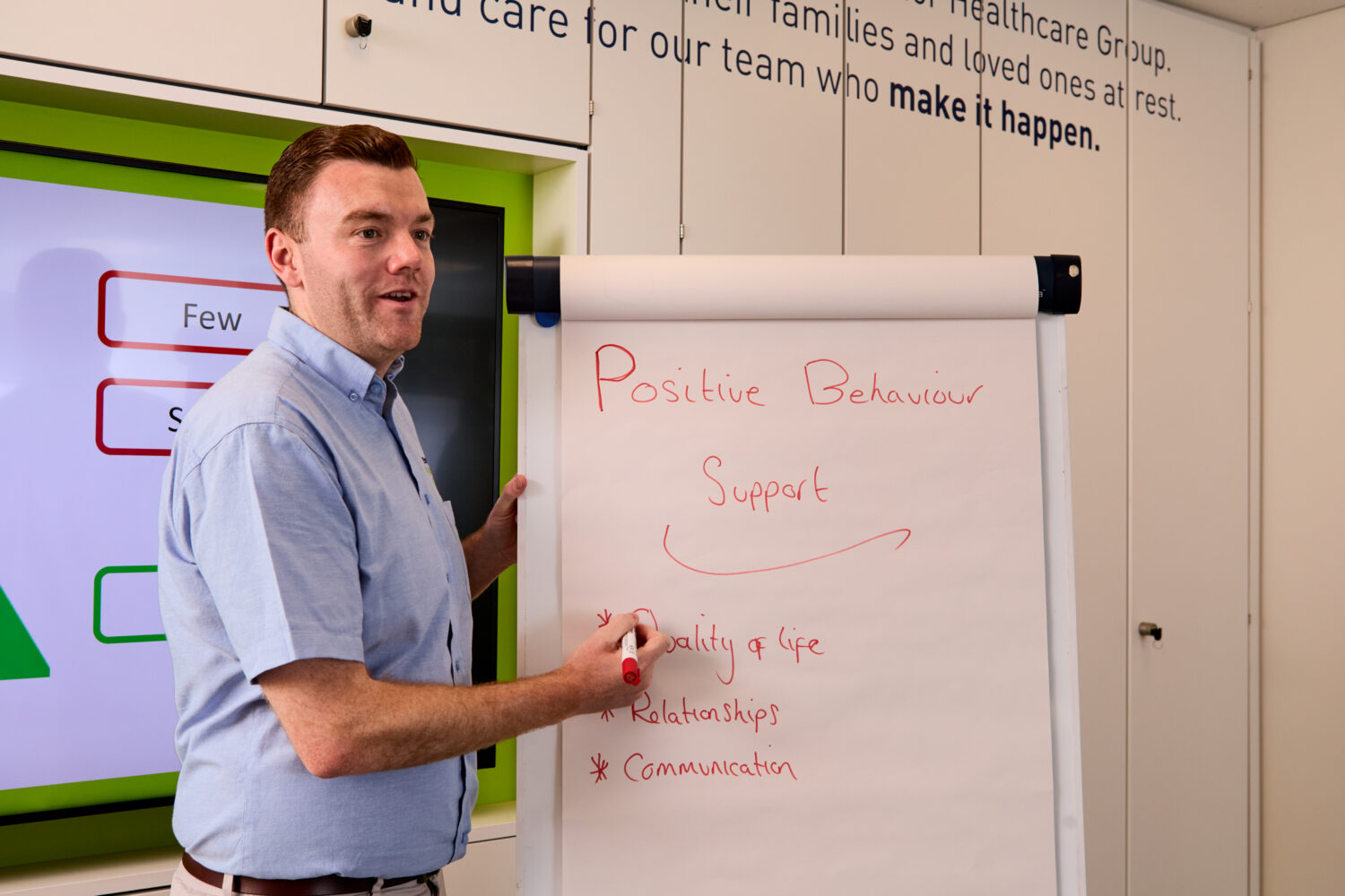Image of one of our trainers on the Positive Behaviour Support Workshop introducing key topics