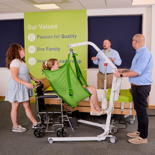 Image of attendees at the Safer People Handling training course being taught by one of our trainers.