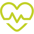 Icon of a heart with a pulse line through the middle